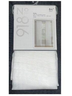 Emily White Sheer One-Rod Pocket Sheer Curtain Panel - 59”X84”